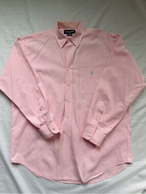 Ralph Lauren Golf Tilden Pink Gingham Button Down Shirt Large